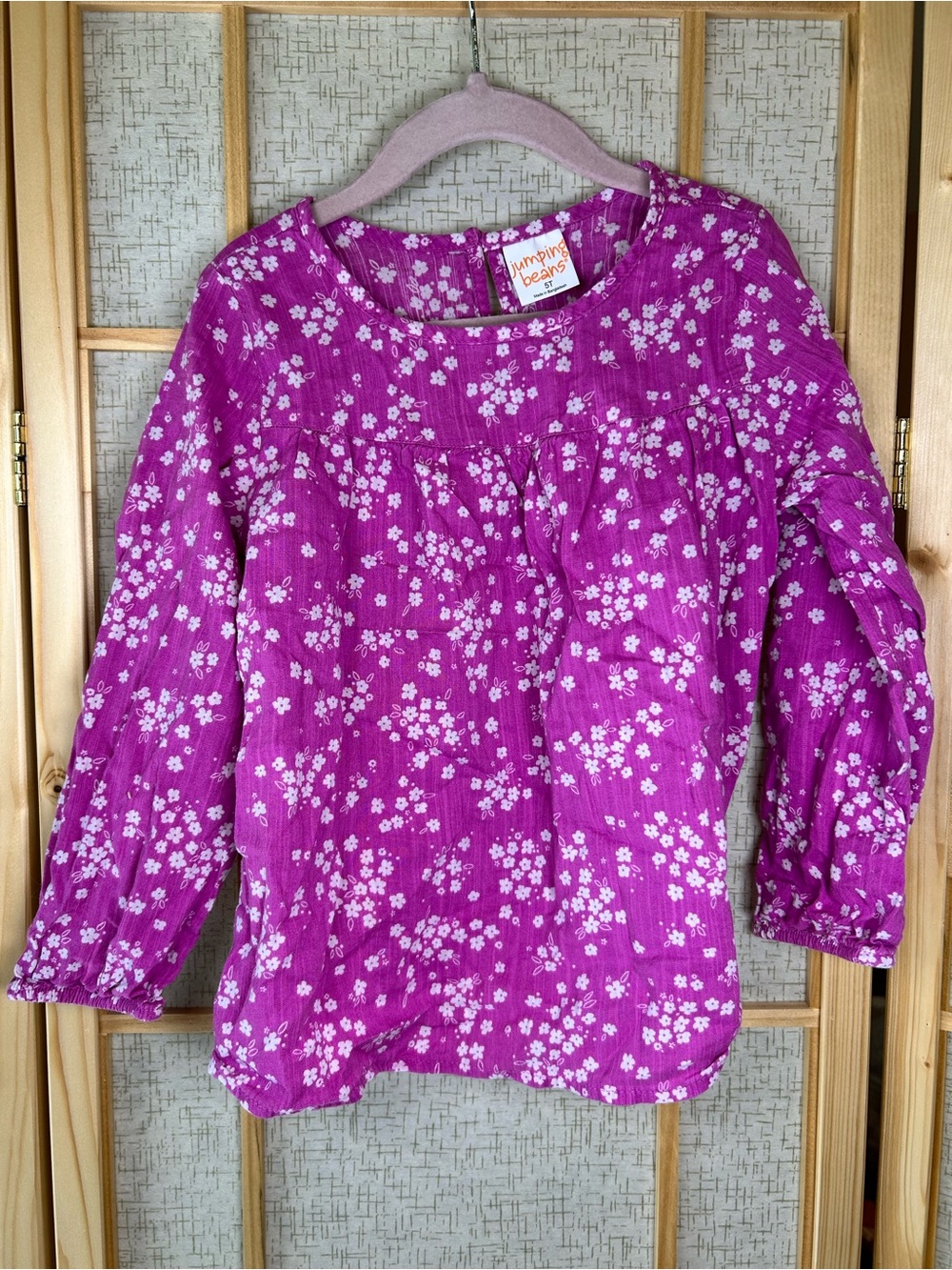jumping beans Purple Floral Long-Sleeve Peasant Top